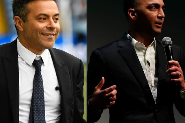 Leeds United chairman Andrea Radrizzani (left) and vice chairman Paraag Marathe (right). Pic:Getty