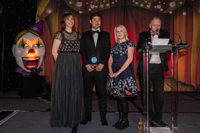 The Best Suburban award at the Oliver Awards 2019, presented byeditor Laura Collins, to the winner HanaMatsuri.