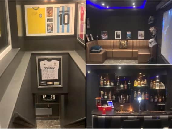 Jody Wainwright, 40, is dedicated to the Whites and is a season ticket holder at Elland Road.

He has spent the past three years building an unbelievable man cave in his back garden in Ossett - complete with an array of Leeds United memorabilia.
