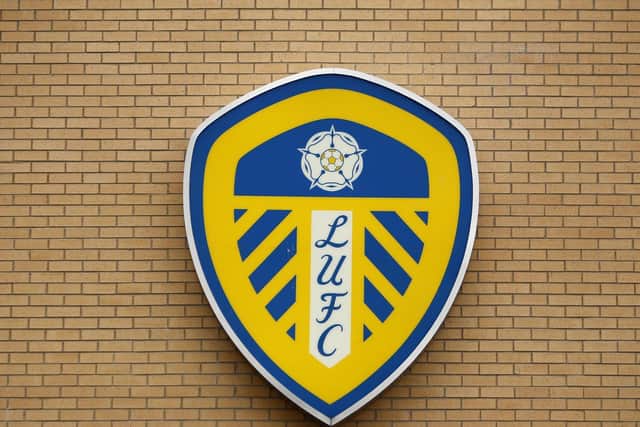 Leeds United's badge at Elland Road. Pic: Getty