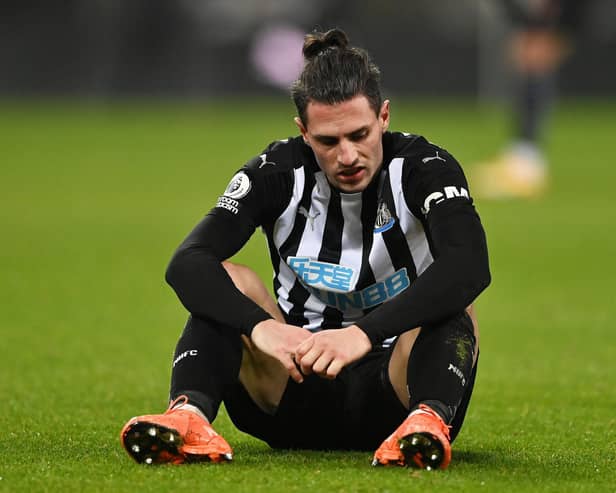 DEJECTED: Newcastle United defender Fabian Schar after Tuesday evening's 2-1 defeat against Leeds United at St James' Park. Photo by Stu Forster/Getty Images.