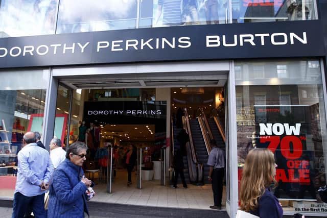 Library image of Dorothy Perkins Burton shop in London's Oxford Street.