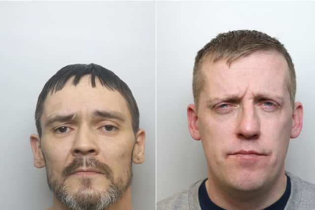 Gareth Gear (right) and Allen Hogg were both locked up for 44 months for a burglary at the home of Gear's 90-year-old next door neighbour in Harehills.