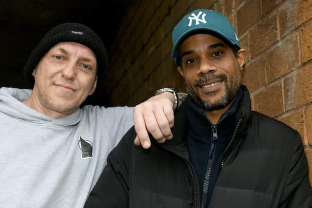 Lloyd 'Sketch' Herah (right) from Meanwood, Leeds, with  neighbour Peter Makin.

Photo: Gary Longbottom