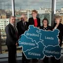 Devolution photocall with the leaders of the local councils, Granary Wharf, Leeds. Pictured from the left are Shabir Pandor (kirklees Council Leader), Tim Swift (Calderdale) Susan Hinchcliffe (Bradford) Judith Blake (Leeds) and Denise Jeffery (Wakefield). Photo: Simon Hulme