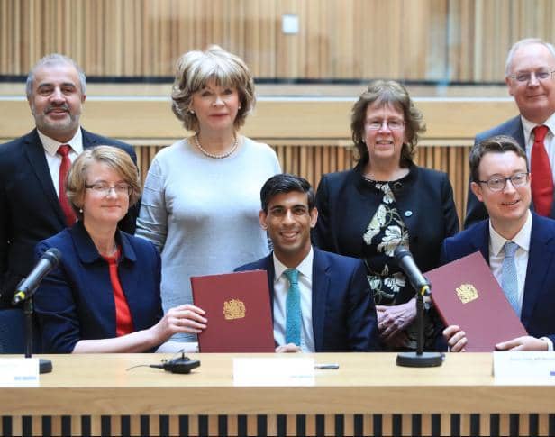West Yorkshire's leaders with Chancellor Rishi Sunak in 2020 - following the original agreement. (GETTY)
