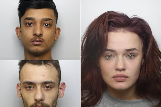 Georgia Walker (left), Zohaib Ahmed (top left) and Josh Smith were sent to custody over the violent disorder in Harehills on Bonfire Night 2019.