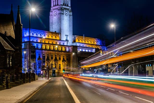 Buildings across Leeds city centre have been lit up to remember those who have tragically lost their lives since thee start of the COVID-19 pandemic.Photo credit: James Hardisty / JPIMediaResell