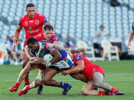 King Vuniyayawa in action for New Zealand Warriors. Picture by David Neilson/www.photosport.nz/SWpix.com.