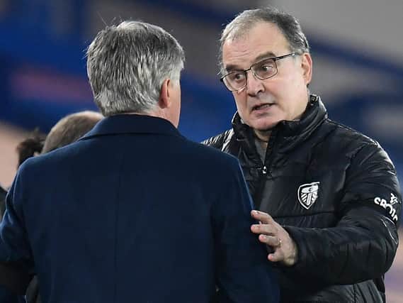 SECOND MEETING - Marcelo Bielsa will pit his wits and his Leeds United team against Carlo Ancelotti and Everton for the second time in the Premier League. Pic: Getty