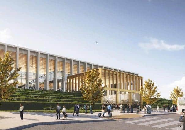 An artist's impression of the proposed Leeds Bradford Airport terminal.