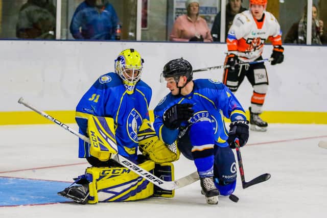Leeds Chiefs' Sam Gospel and Lewis Baldwin, right, could find themselves on other rosters if teams competing in the Spring Cup have places available. 
Picture courtesy of Mark Ferriss