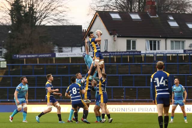 AIMING HIGH: Jake Brady catches the ball from a line out during the Championship clash between Yorkshire Carnegie and Doncaster Knights at Headingley back in December 2019. Picture: Lewis Storey/Getty Images