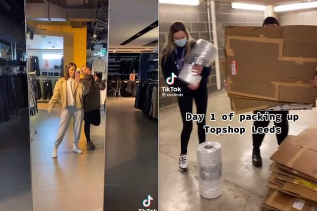 Kirsty, aged 25, from Leeds, put out this video of staff packing up Briggate Topshop on TikTok