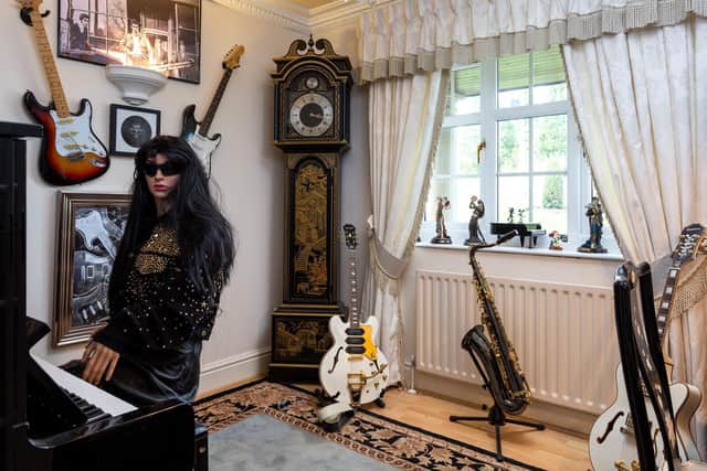 The music room in Gerry Layton's home. Gerry used to be part of The Outer Limits band in the 60s.