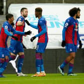 MAJOR BLOW - Crystal Palace star Wilfried Zaha, pictured celebrating Gary Cahill's goal against Newcastle United, will certainly miss the visit to Leeds United on Monday. Pic: Getty