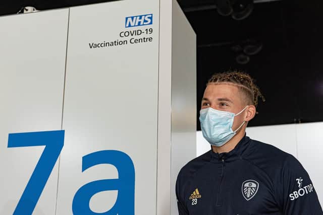 Leeds United star Kalvin Phillips visits Elland Road vaccination centre