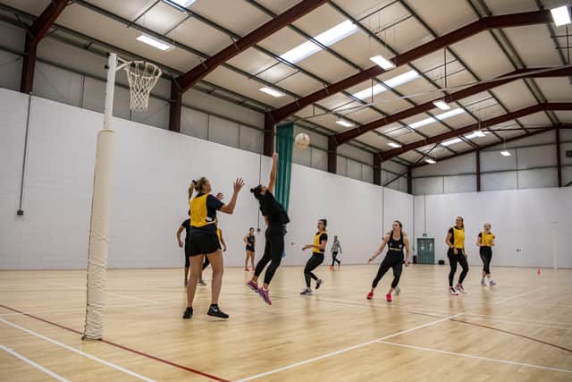 BUILDING UP: Leeds Rhinos netball team pictured during a training session at the YMCA sports complex in Lawnswood, Leeds. Picture: Tony Johnson.
