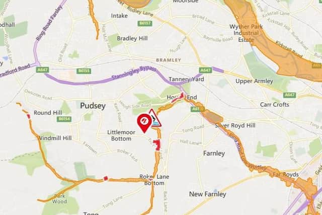 Tyersal and Pudsey Beck at Pudsey are both expected to flood according to the flood information service due to heavy rainfall.
