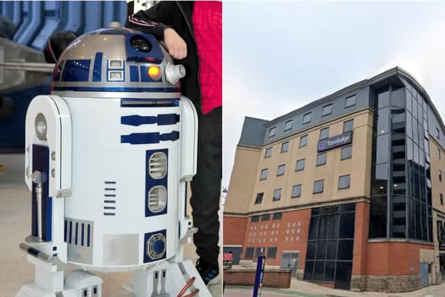The life-size R2-D2 was left in a Travelodge in Leeds city centre.
