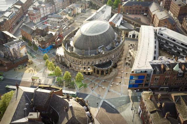 An artist's impression of how a newly-pedestrianised and refurbished area around the Corn Exchange could look.