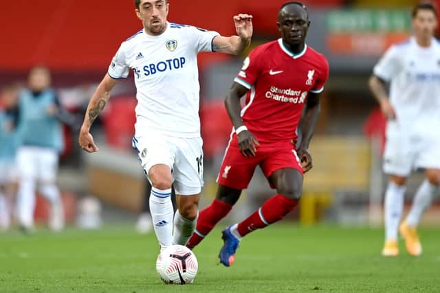 Leeds United playmaker Pablo Hernandez in action at Liverpool. Pic: PA