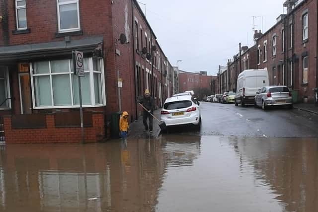 This footage shows the damning effects of flooding on Branch Road in Wortley, Leeds.