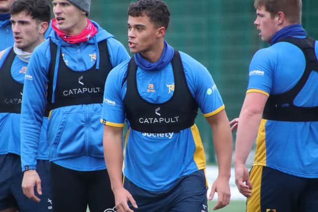 Corey Hall, second from right, at training this week. Picture by Phil Daly/Leeds Rhinos.