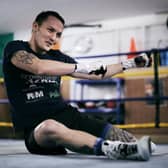 ALL SMILES: Josh Warrington trains ahead of his bout with Mauricio Lara. Picture: Mark Robinson/Matchroom Boxing