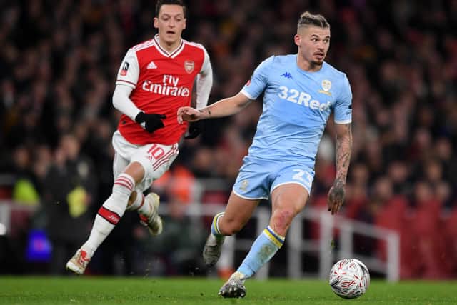 Kalvin Phillips of Leeds United in action against Arsenal in the FA Cup last season. Picture: Shaun Botterill/Getty Images.