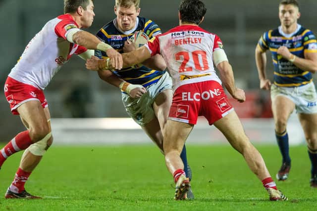 Tom Holroyd takes a carry for Leeds against St Helens last season. Picture by Bruce Rollinson.