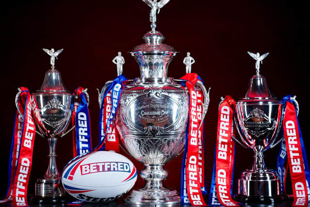 Betfred will sponsor the men's, women's and wheelchair Challenge Cups this year. Leeds Rhinos hold all three trophies.