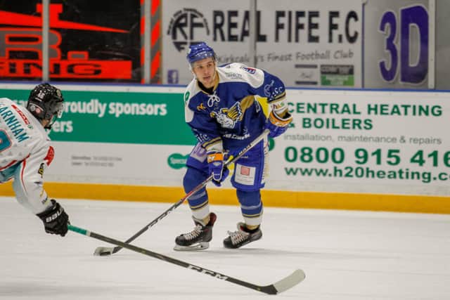 Defenceman Sam Jones, who signed to play for Sheffield Steelers in the 2020-21 season, has joined Kieran Brown at Telford Tigers. Picture courtesy of Jillian McFarlane'Flyers Images.