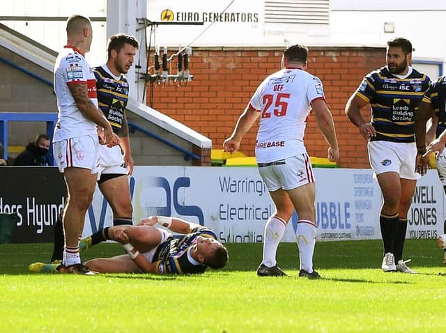 Harry Newman suffered a broken leg against Hull KR last September. Picture by Jonathan Gawthorpe.