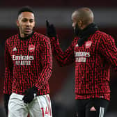 BIG TWO: Arsenal duo Pierre-Emerick Aubameyang, left, and Alexandre Lacazette, right, head the first goalscorer market for Sunday's Premier League clash against Leeds United at the Emirates. Photo by Shaun Botterill/Getty Images.