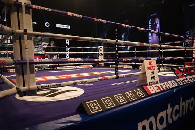 BEHIND CLOSED DOORS: No fans were permitted to attend the bout. Picture: Dave Thompson/Matchroom Boxing
