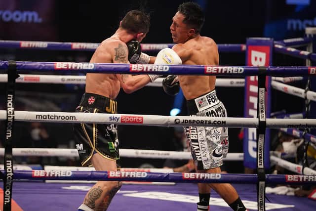 KNOCKOUT: Josh Warrington suffered a huge shock as he was beaten by Mauricio Lara. Picture: Dave Thompson/Matchroom Boxing