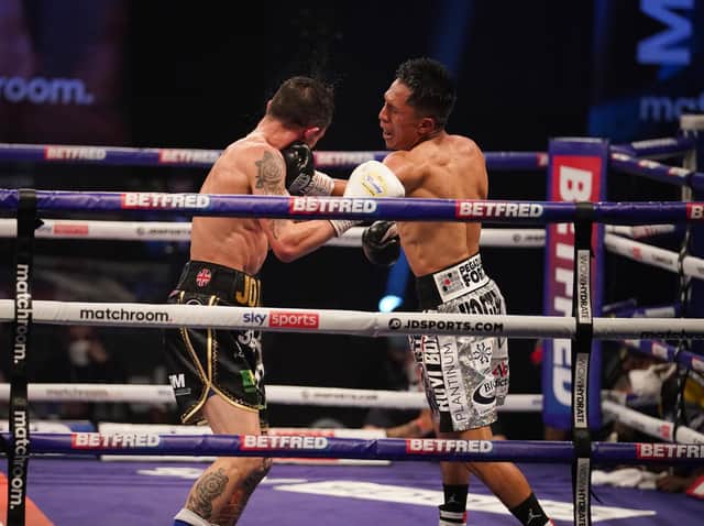 KNOCKOUT: Josh Warrington suffered a huge shock as he was beaten by Mauricio Lara. Picture: Dave Thompson/Matchroom Boxing