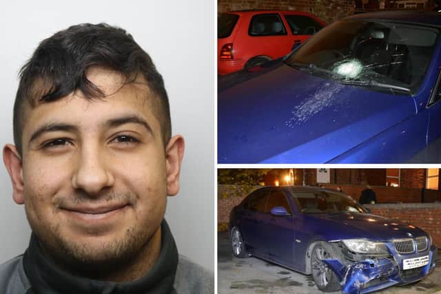 A sawn-off shotgun was fired at Asif Khan's BMW as he was parked on Back Maud Avenue, Beeston, in October 2017.