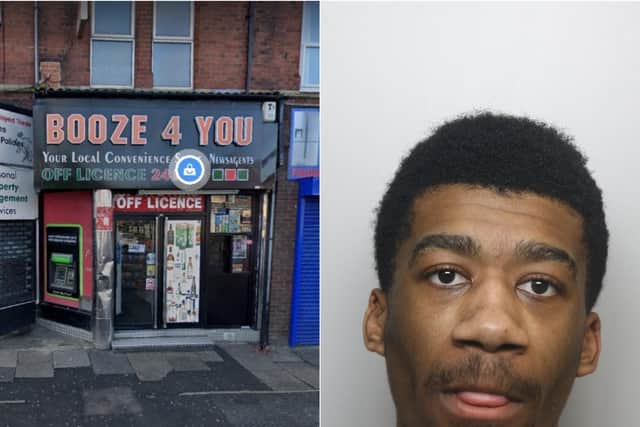 Lamar Jacobs punched shopkeeper at Booze 4 You, Roundhay Road, then threatened him with a machete.