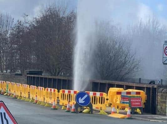 Pudsey residents warned they may lose water after leak leaves water spraying across road 
cc Simon Seary