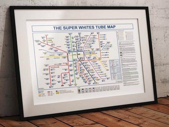 Mike Cochrane's 'The Super Whites Tube Map' (photo: Mike Cochrane - Etsy)