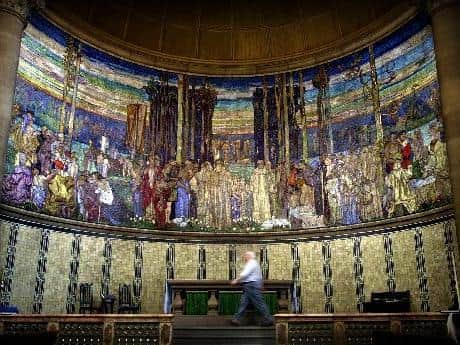 The Brangwyn Mosaic behind the altar of St Aidan's Church in July 2002. PIC: Simon Hulme