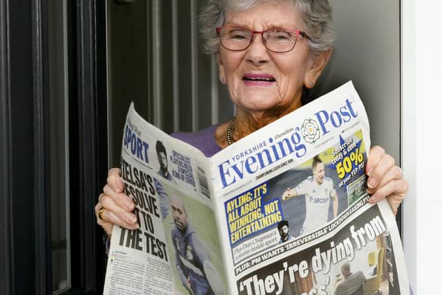 Coleen Kitching, 91, has had her daily copy of the YEP and a national newspaper delivered to her home in north Leeds for more than a decade. Picture: Gary Longbottom