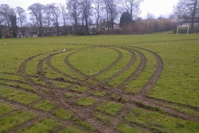 Seacroft residents have been left disgusted after a patch of Parklands Fields was destroyed by tyre tracks overnight.
