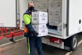 A key worker delivers frozen Asda food to TBBT