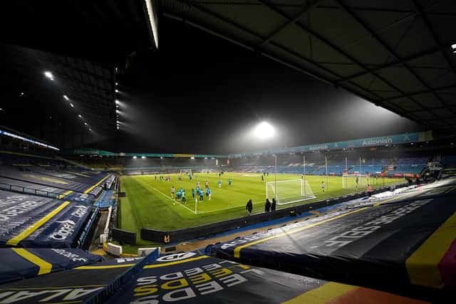 BEHIND CLOSED DOORS: Leeds United's fans are still unable to cheer on their side from the Elland Road stands, above, but all Premier League games will continue to be shown live on TV until that changes. Photo by Jon Super - Pool/Getty Images.