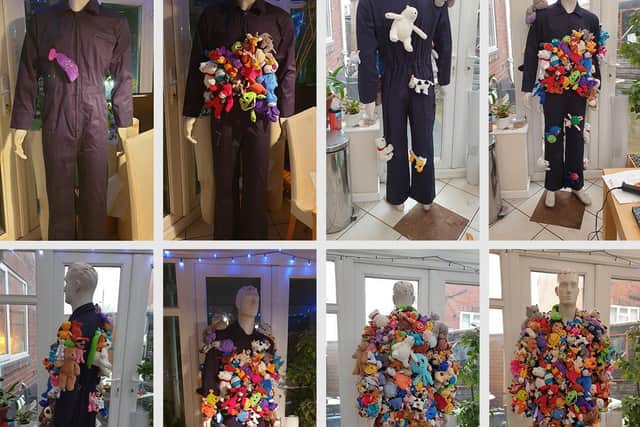 Steven shared a collage of the progress of his toy suit (photo: Steven Lovell)