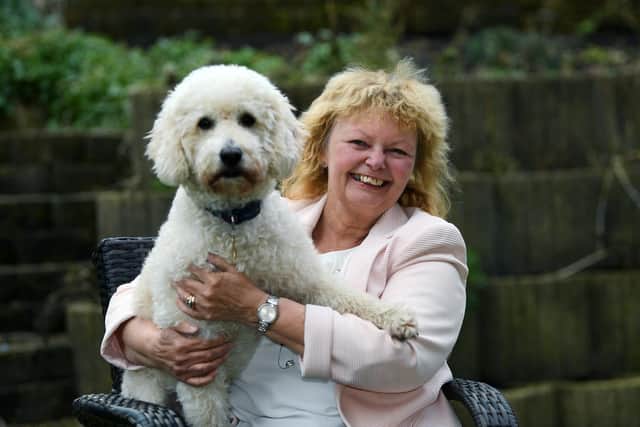 Sandra Hudson of Morley with Teddy the Cockapoo.