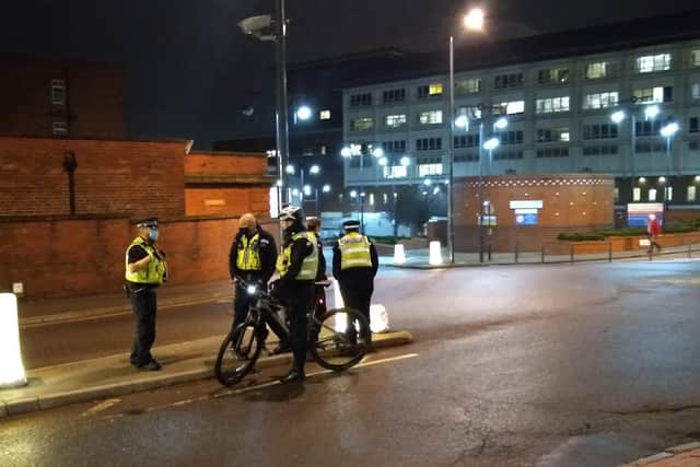 West Yorkshire Police at the scene of the arson incident at Leeds General Infirmary in January.
